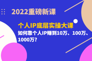2022重磅新课《个人IP底层实操大课》如何靠个人IP赚到10万、100万、1000万