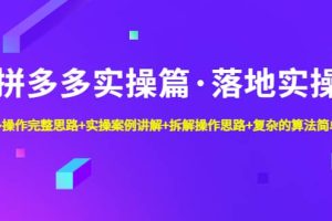 拼多多实操篇·落地实操 完整思路 实操案例 拆解操作思路 复杂的算法简单化