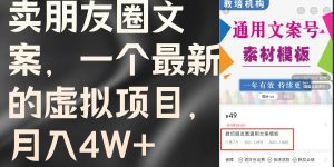 卖朋友圈文案，一个最新的虚拟项目，月入4W+（教程+素材）