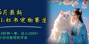 6月最新小红书宠物赛道，10秒钟一单，日入2000+，小白也能轻松学会