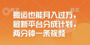 搬运也能月入过万，最新平台分成计划，一万播放一百米，一分钟一个作品