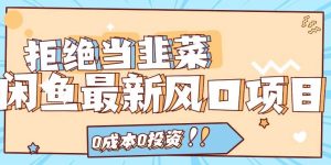 拒绝当韭菜！闲鱼最新风口项目，0成本0投资，当日出单，日入1000+