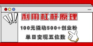 利用杠杆100元撬动500+创业粉，单日变现5位数
