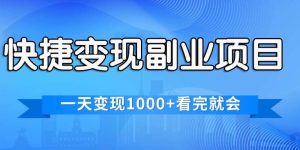 快捷变现的副业项目，一天变现1000+，各平台最火赛道，看完就会