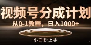 视频号分成计划，从0-1教程，日入1000+