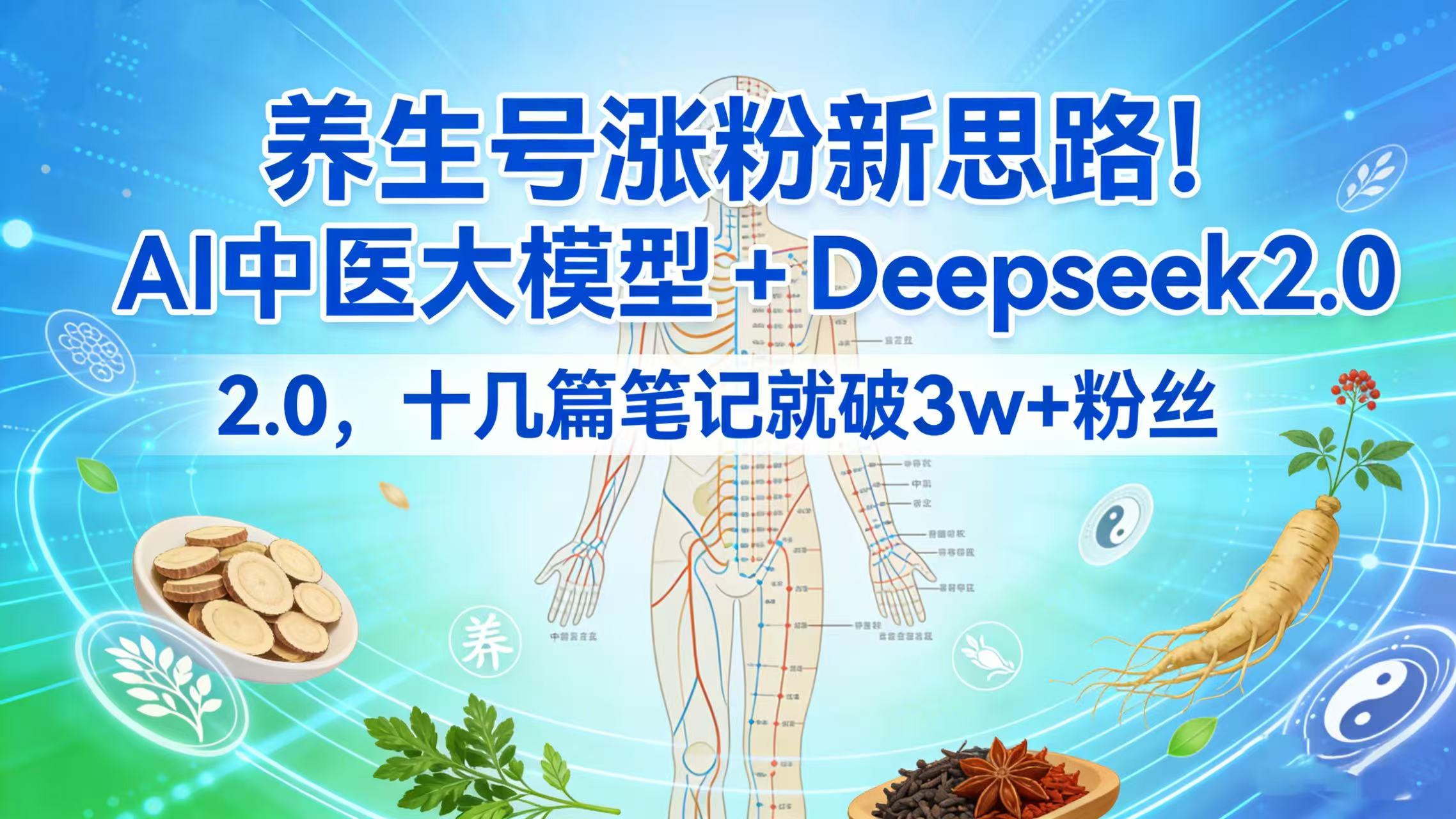 养生号涨粉新思路!AI 中医大模型 + Deepseek 2.0,十几篇笔记就破 3w + 粉丝